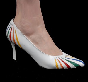 Vintage 80's White Rainbow Inset Leather Pumps