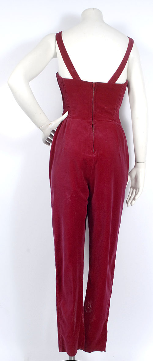 Vtg 50s CEEB OF MIAMI Pink Velvet/Satin Strapless Jumpsuit Catsuit ...