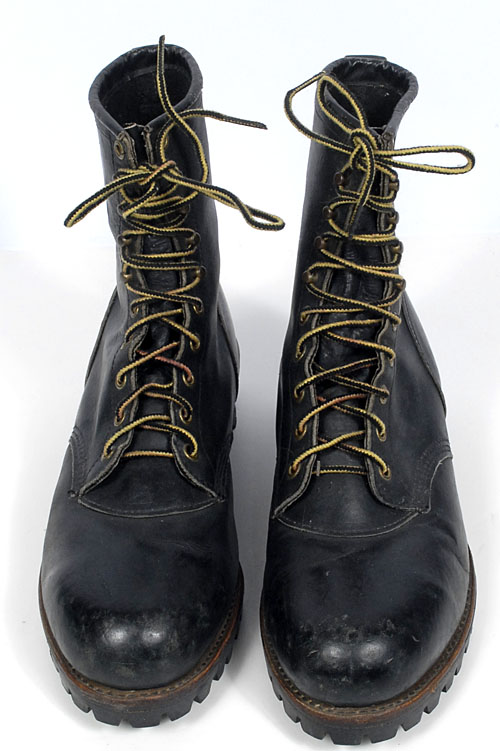 Vintage Ralph Lauren RRL Double RL Black Leather Logger Boots Steel Toe ...